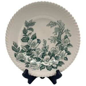 2 Vintage Johnson Brothers Windsor Ware Apple Blossom GREEN 8" Salad Plates RARE